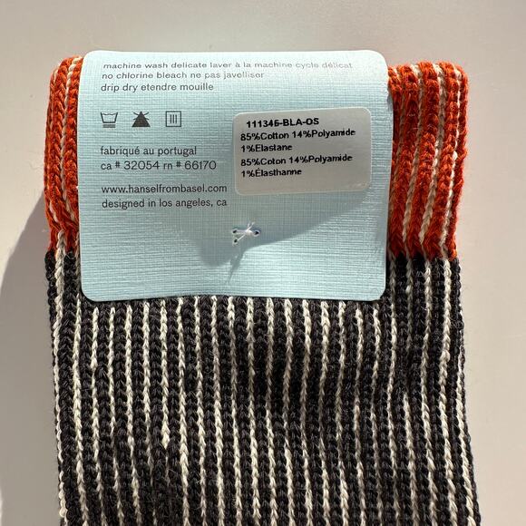 Hansel from Basel Umbrella Crew Socks Black Orange White Womens Sizes 6-9.5 NWT - Picture 4 of 14